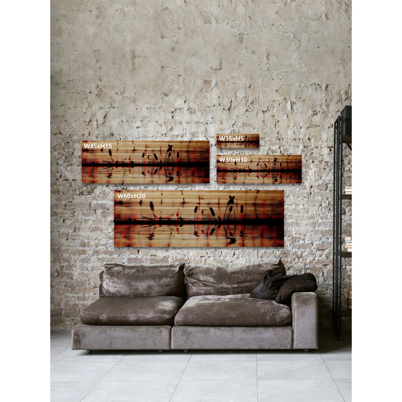 Lindiwe Panoramic Reflection par Parvez Taj - impression sur bois sans cadre, H 15 po x l 45 po x P 1,5 po