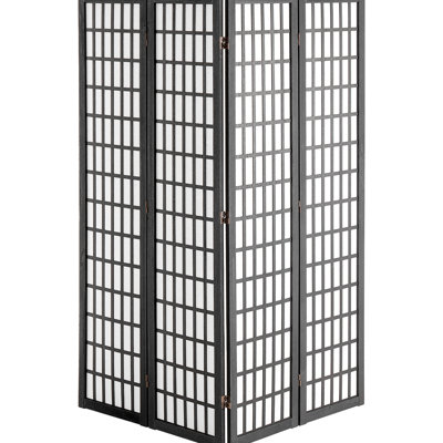 Paravent pliable en bois à 4 panneaux - Séparateur de pièce japonais pour espaces intérieurs tels que bureau à domicile, restaurant et chambre, rotation à 360°, matériau : noir, profondeur de l'emballage : 68,7 pouces.