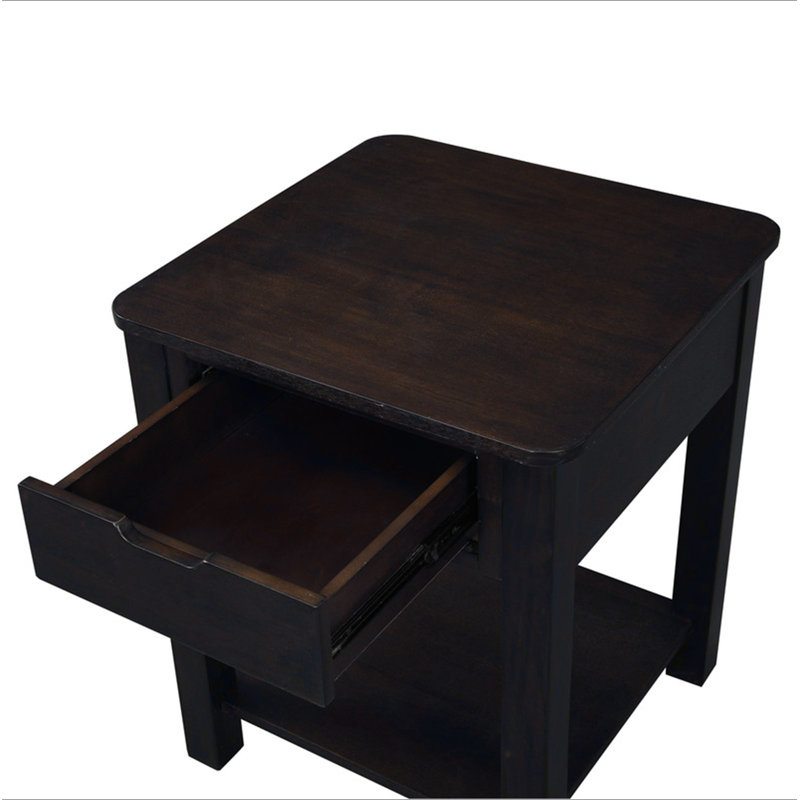 Table de bout en MDF brun foncé 20 po avec tiroir Flora