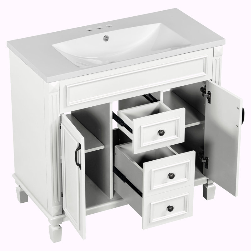 Ensemble de meuble-lavabo simple 35,9 po Desireah, Blanc