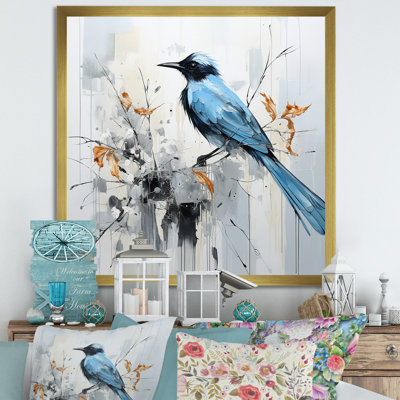 «Blue Bird Minimalisme Flowers - Animals», reproduction sur toile FDP107159
