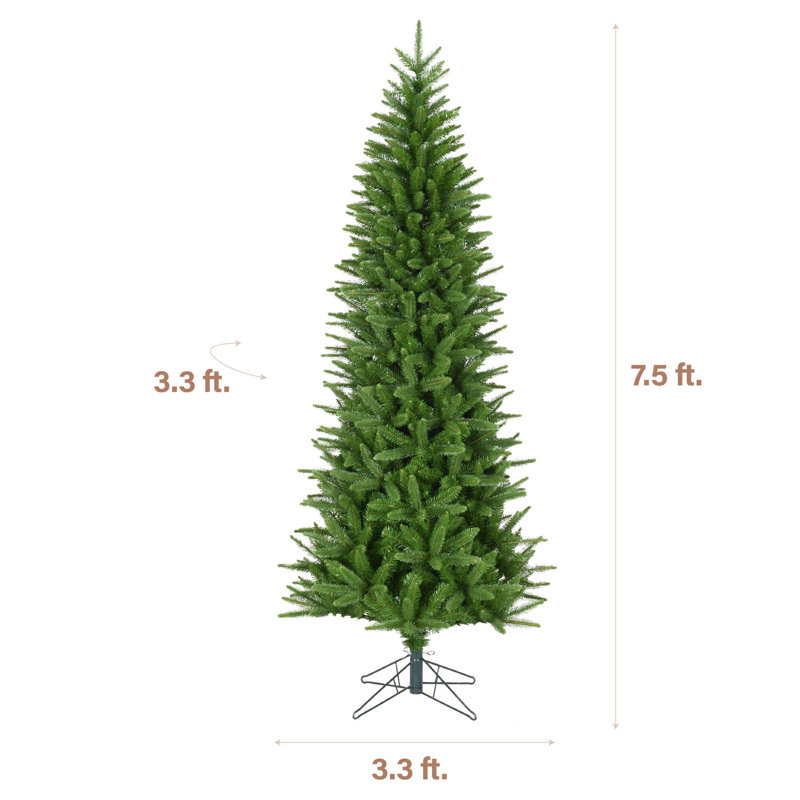 7.5-Foot Green Slim Pine Artificial Christmas Tree with Stand