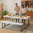 6-Foot Rectangular Picnic Table, HDPE Plastic Top with Steel Frame, Stable & Easy to Clean, Outdoor & Indoor Use, White