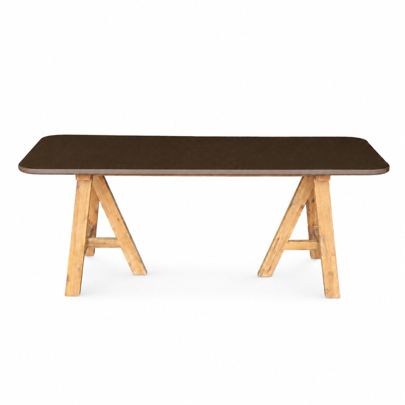 Table de salle à manger rectangulaire d'intérieur / d'extérieur en fibre de béton 78,7 po brun brun moderne