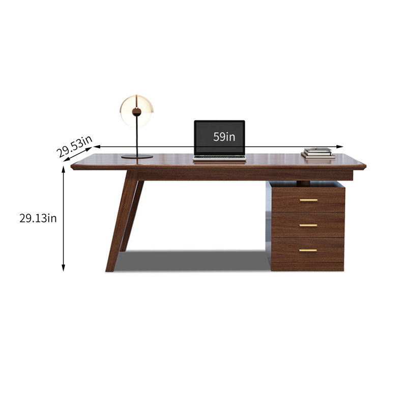 Bureau rectangulaire en bois massif brun noyer