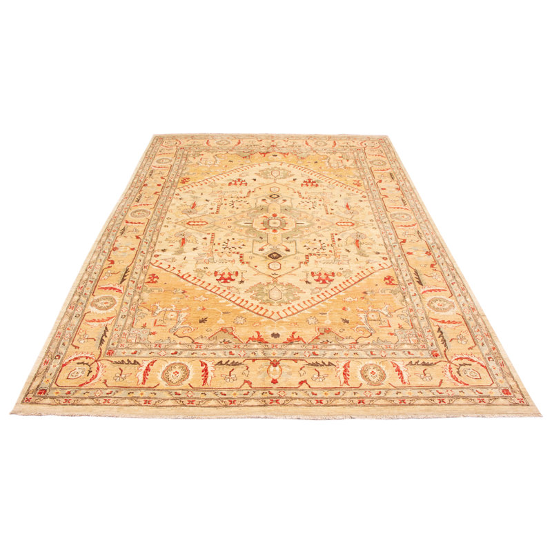 Tapis unique en laine noué à la main crème 9 pi 9 po x 14 pi 7 po New Age