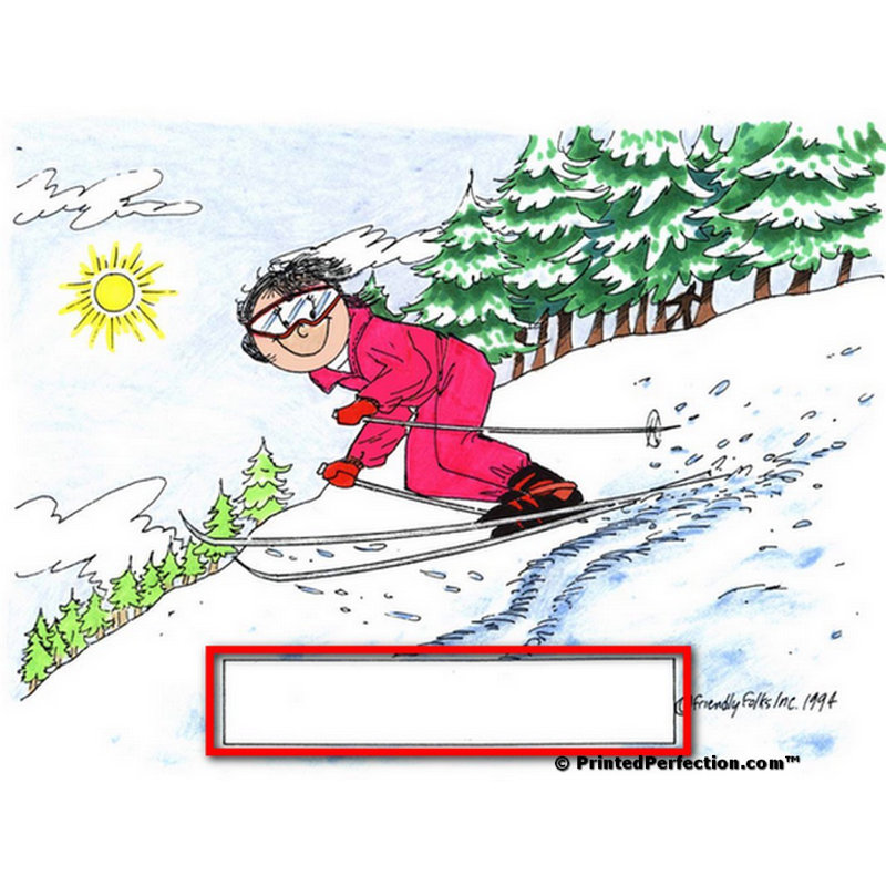 Porte-clés personnalisé, skieuse et neige, Oui