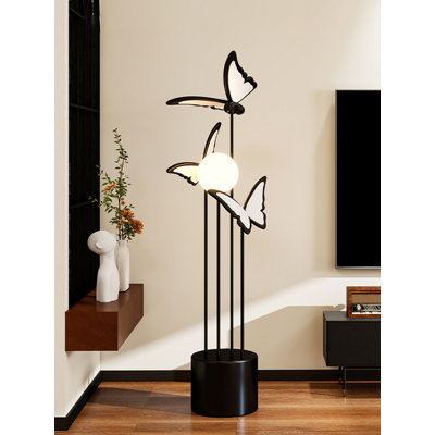 Butterfly Accent Globe Floor Light Fixture