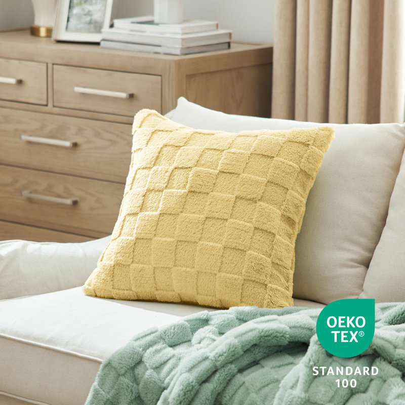 Bedsure Checkered Throw Pillow Covers, Light Yellow