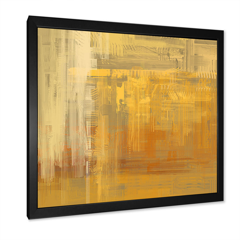 «Yellow and Gray Grunge Frozen Art II», reproduction d'art sur toile encadrée, H 30 po x l 30 po x P 1 po, Cadre noir
