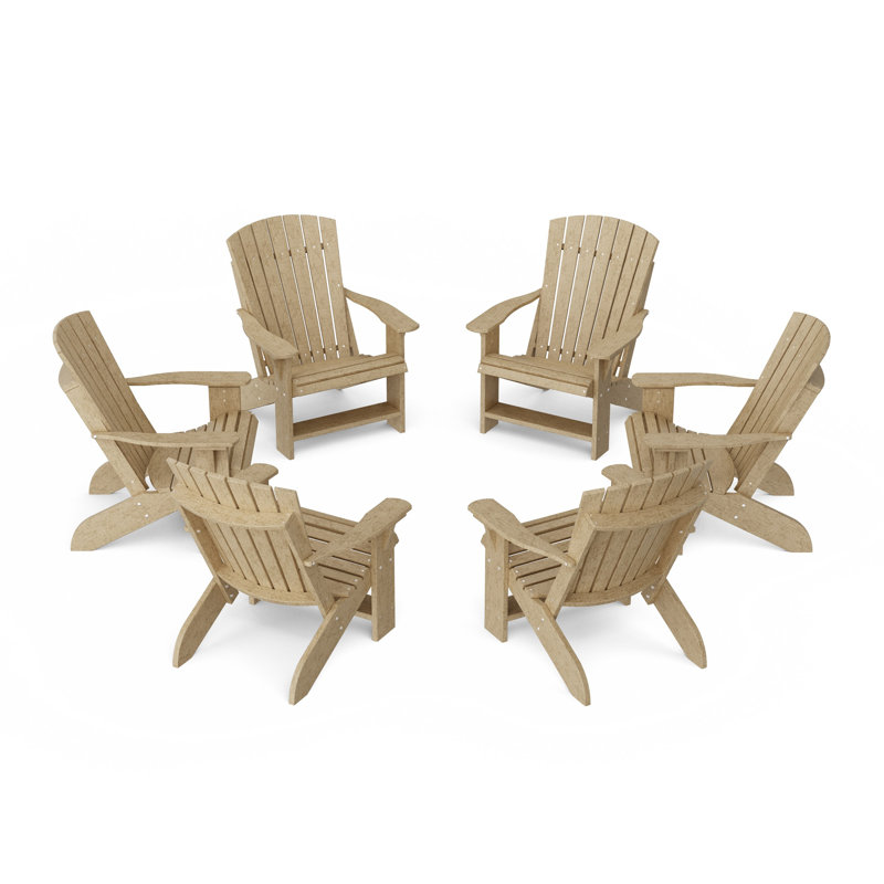 Heritage Adirondack Chairs Set Of 6, Weathered Wood