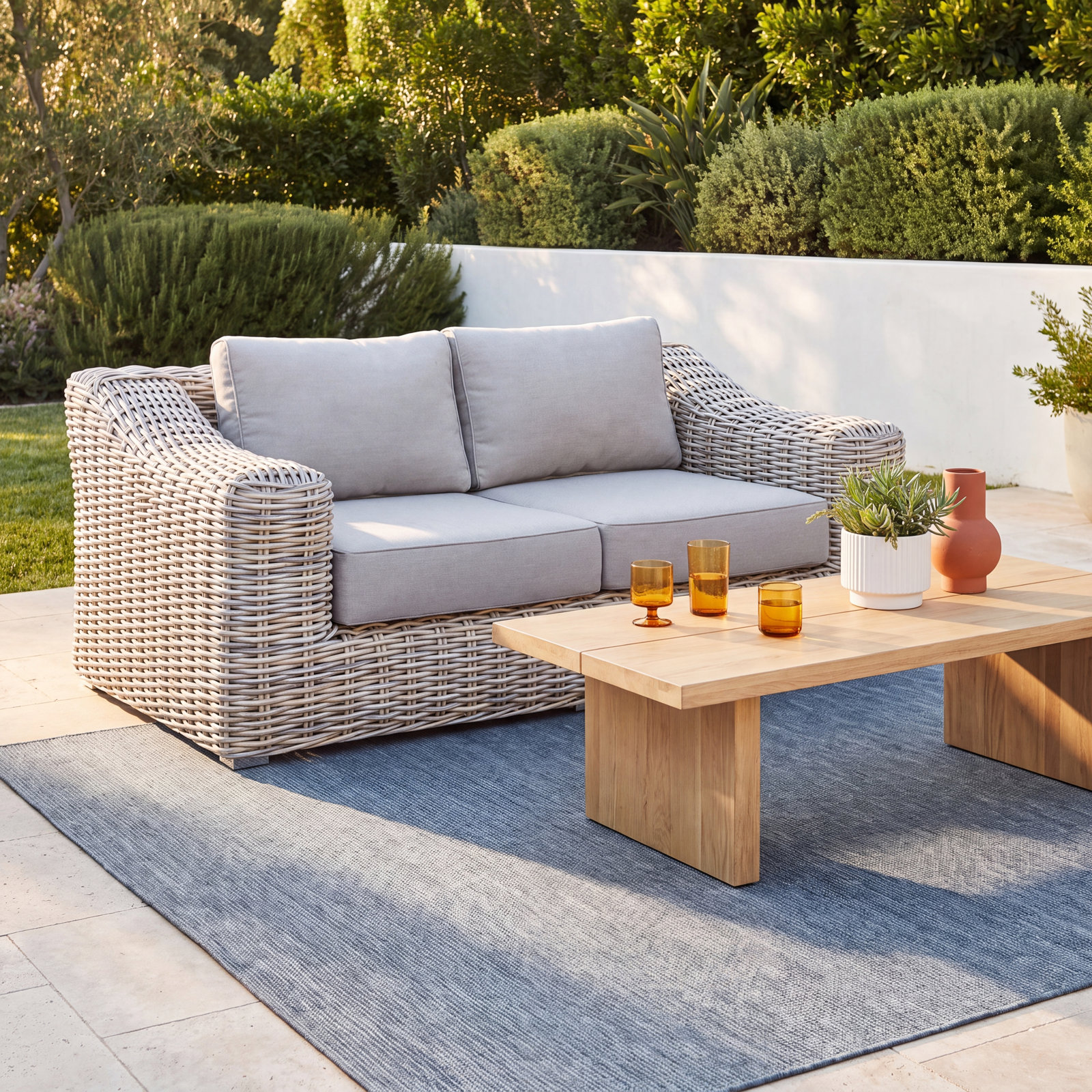 65" Patio Loveseat, Light Gray