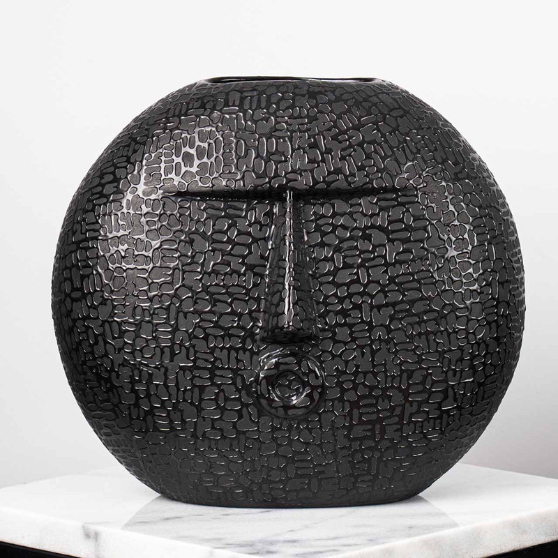 Vonore Ceramic Table Vase, Black, 25.3cm H x 28.5cm W x 14.4cm D
