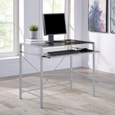 Glass Top Metal Base Computer Desk