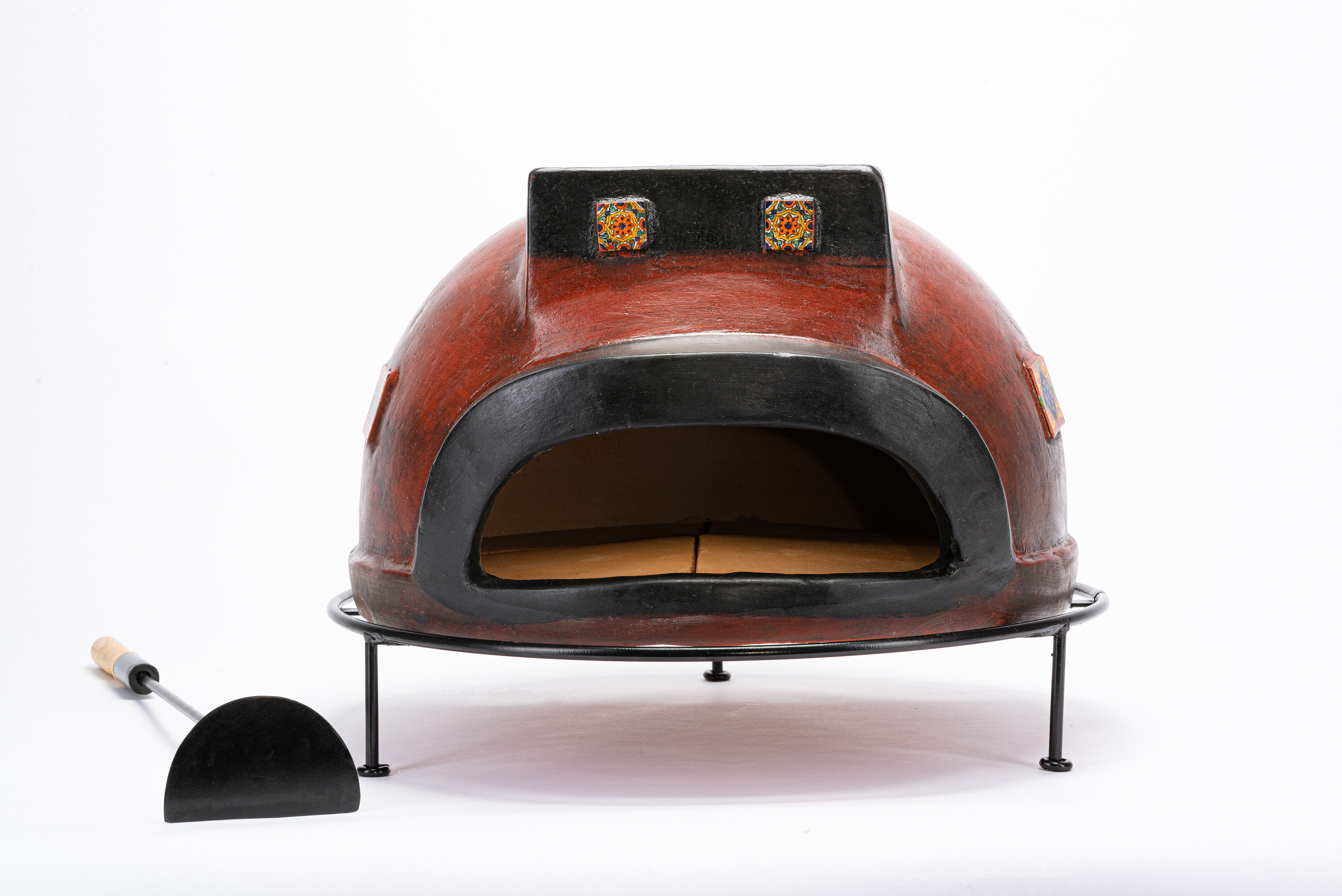 Talavera Clay Freestanding Wood Burning Pizza Oven in Orange