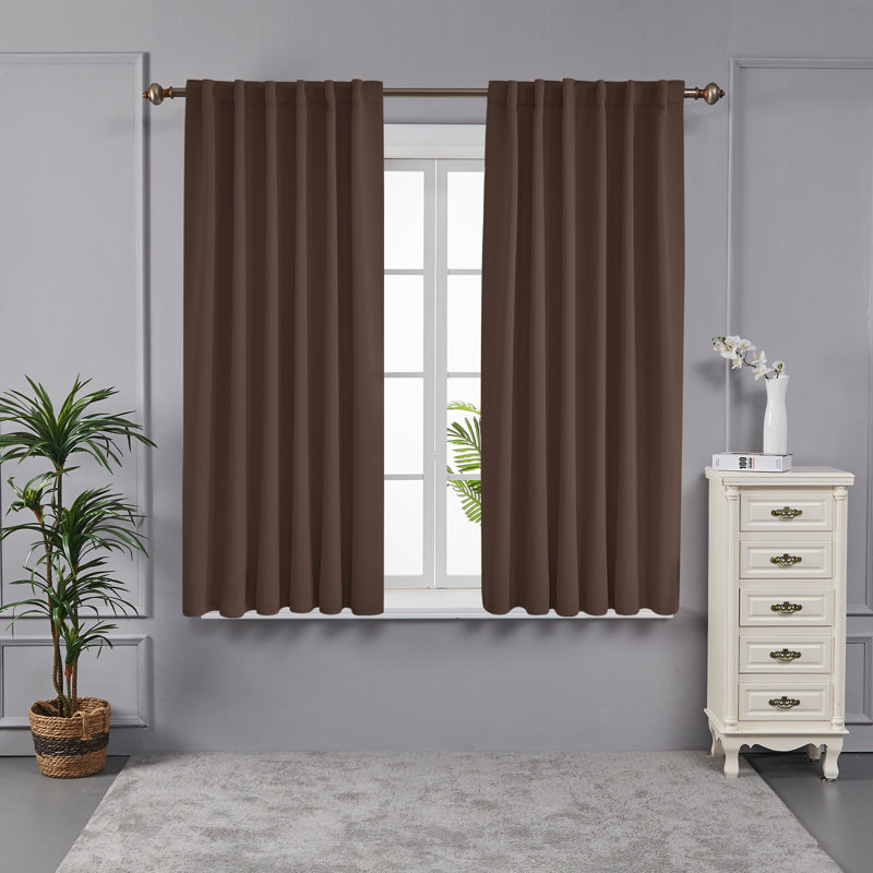 Taburao Back Tab Room Darkening Curtain Pair, Black, 42" W x 54" L
