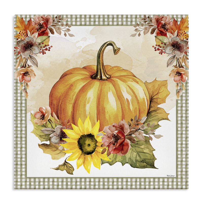 «Pumpkin with Flower Accent», art mural par Nicole DeCamp, H 17 po x l 17 po