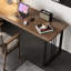 Bureau noyer + bois massif rectangulaire noir + fer-564380538