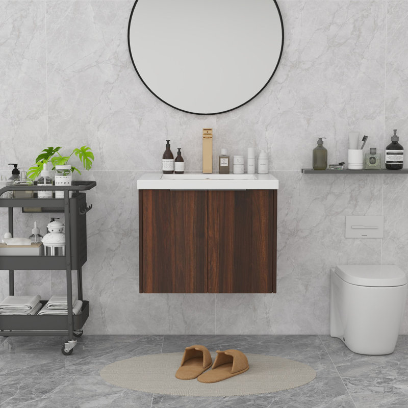 Meuble-lavabo de salle de bain avec lavabo en résine, 24"