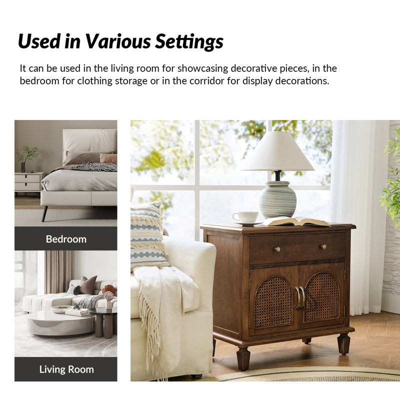 Dyals Traditional 27" Nightstand Set with Rattan Doors