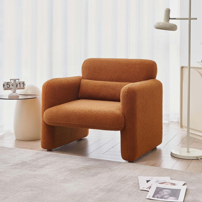Jahquell Upholstered 34'' Sofa, Dark Orange Lamb Fabric