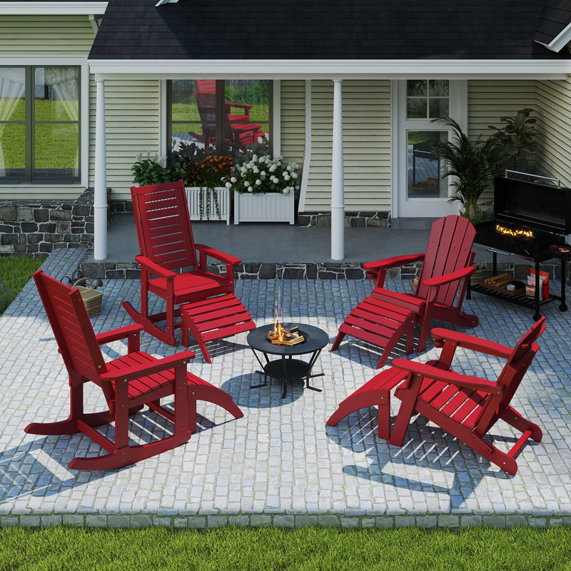 Ensemble de 4 repose-pieds Adirondack Hdpe Classic, Rouge