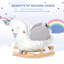 Cheval à bascule, fauteuil à bascule Swan avec cheval, siège en peluche, base en bois, ceinture de sécurité pour enfants de 18 à 36 mois, blanc
