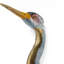 Luxury Porcelain Heron Sculpture with Bronze Rim Base