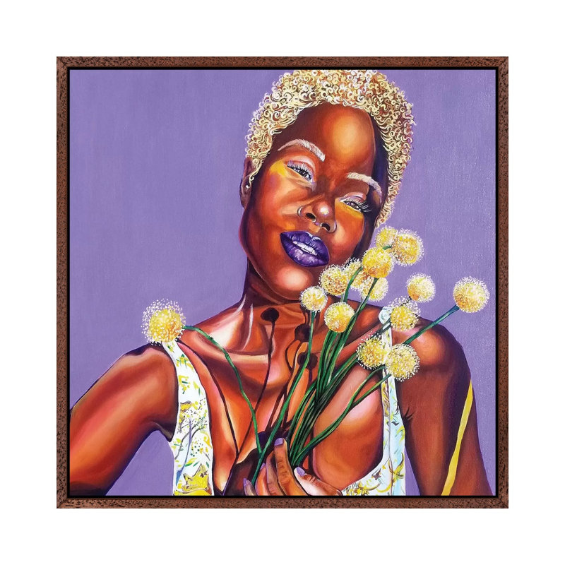 Lavender - Painting on Canvas, Classic Brown Wood Framed, 66.04cm H x 66.04cm W x 3.81cm D