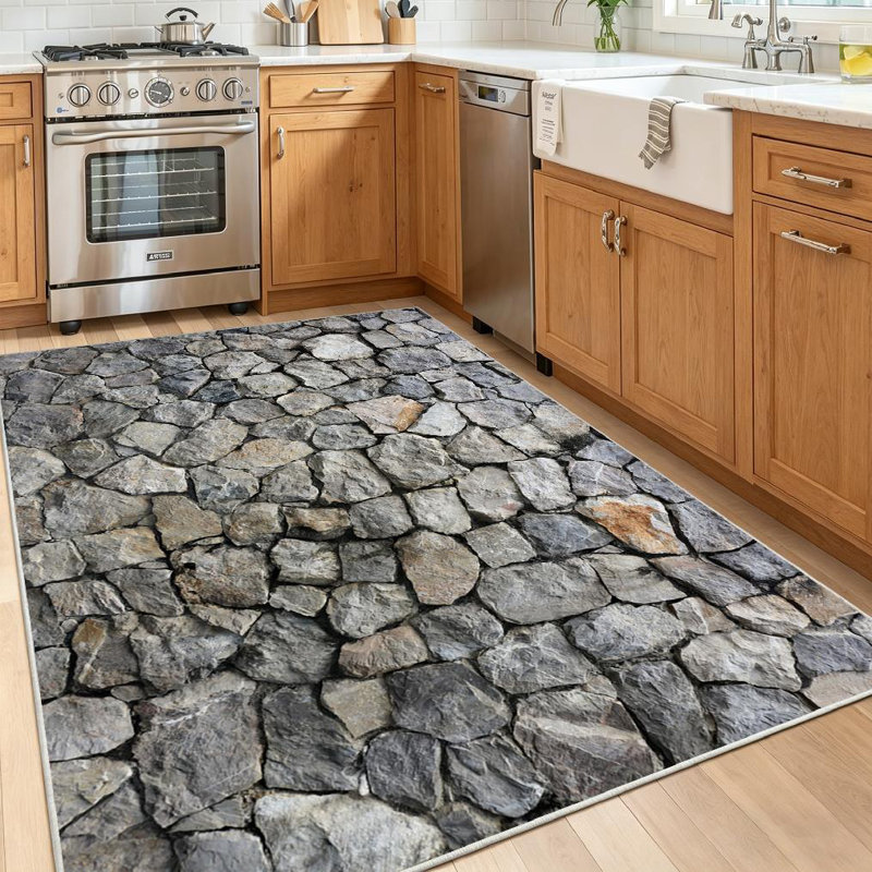 Clear Rock Wall Seamless Stone Brick Abstract Architecture Grunge Structure Machine Washable Indoor Area Rug