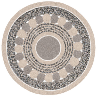 Braided 757 Area Rug In Beige  Grey