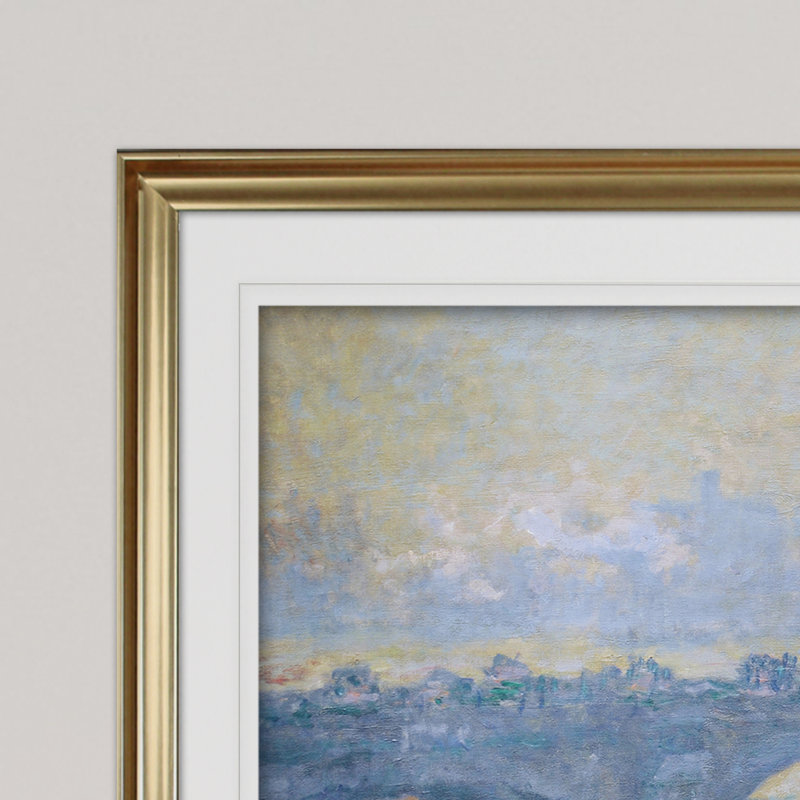 « waterloo bridge » par claude monet print, Cadre doré, H 31 po x l 43 po x P 1,5 po