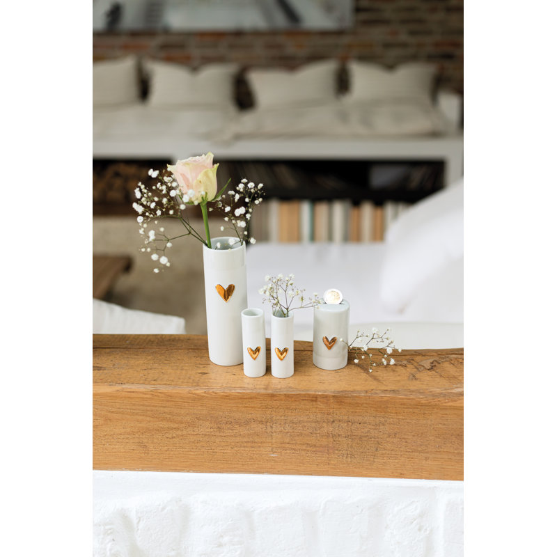 Love Heart Mini Vases - Set of 2, Gold