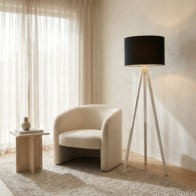 Lampe sur pied géométrique contemporaine Aura noir et blanc