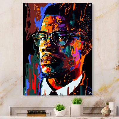 Malcolm X Illustration I - Art mural acrylique de célébrité pour la cuisine