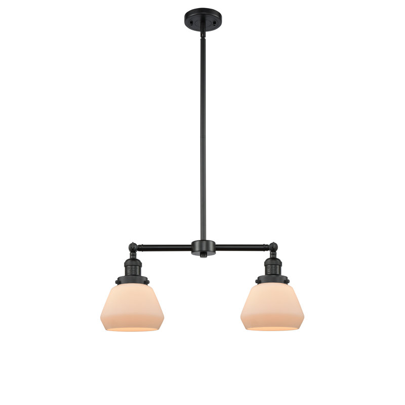 Luminaire suspendu linéaire à 2 lumières pour îlot de cuisine Chill, Boîtier blanc mat, Ampoule non incluse, Noir mat