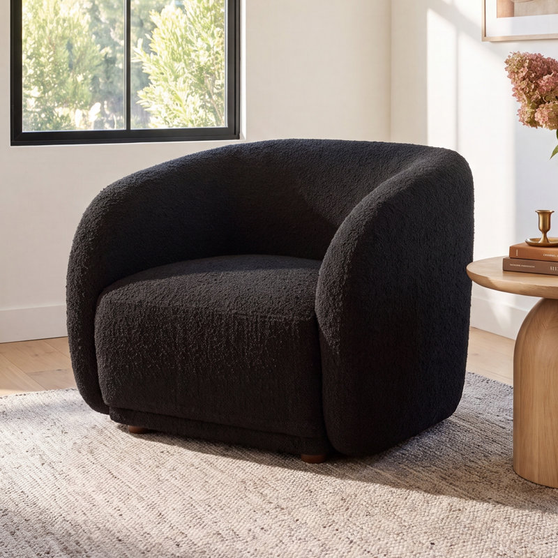 Penelope Accent Chair, Black Boucle