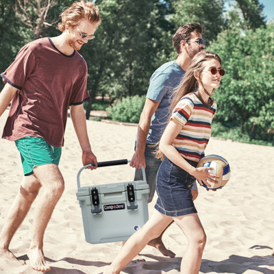 CAMP-ZERO 10 Liter 10.6 Quart Lidded Cooler with 2 Molded In Cup Holders, Sky