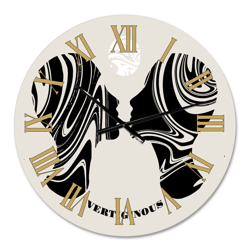 Horloge murale moderne Empowered Cosmic Women Geometric Goddess Series - noir et blanc IV, Petit
