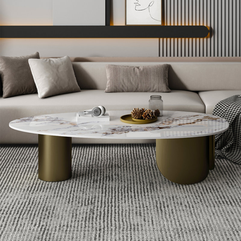 Table basse simple et irrégulière, H 15,7 po x L 53,1 po x l 27,6 po, Blanc