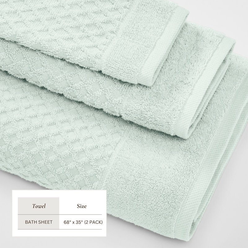 100% coton ultra doux et absorbant, Bleu pastel, Bath Sheets - 2 Pack