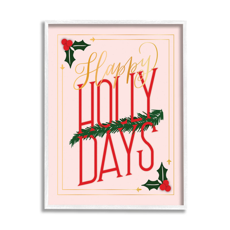 Happy Holly Days Botanical at-131, H 14 po x l 11 po x P 1,5 po, Giclée encadrée blanc bord de mer