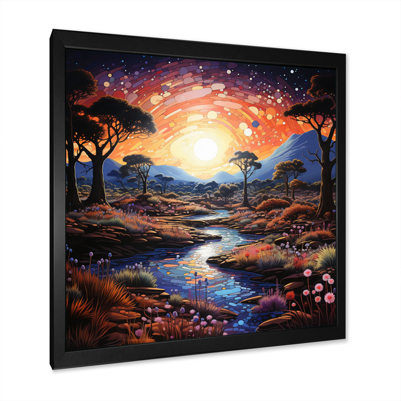 Désert crépuscule Oasis I - impression, H 36 po x l 36 po x P 1,5 po, Cadre simple noir
