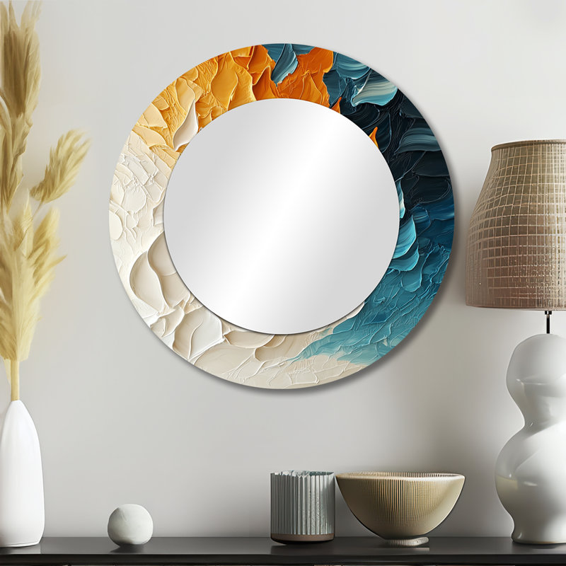 Vague de sable Biomorphism - Mural I - décoration murale miroir moderne - imprimé sur métal, 23 po x 23 po