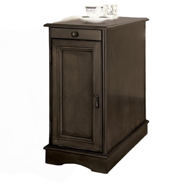 Table de bout, table d'appoint de style transitionnel moderne, table de chevet avec armoire de rangement