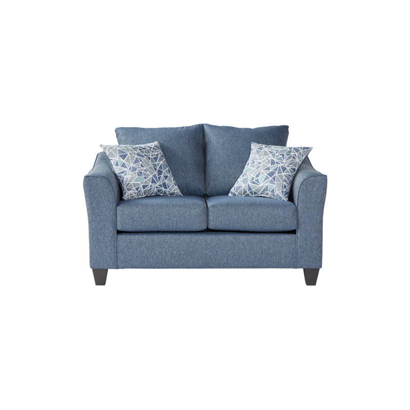 Causeuse à accoudoirs arrondis 60 po Rares, Cobalt Becker