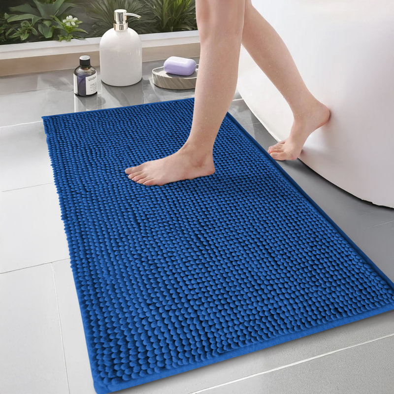 CHENILLE DOOR MAT (NON-SLIP), Navy, 50cm W x 80cm L