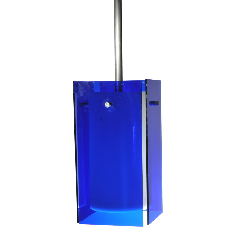 Luminaire suspendu rectangulaire 1 lumière, Bleu, Chrome