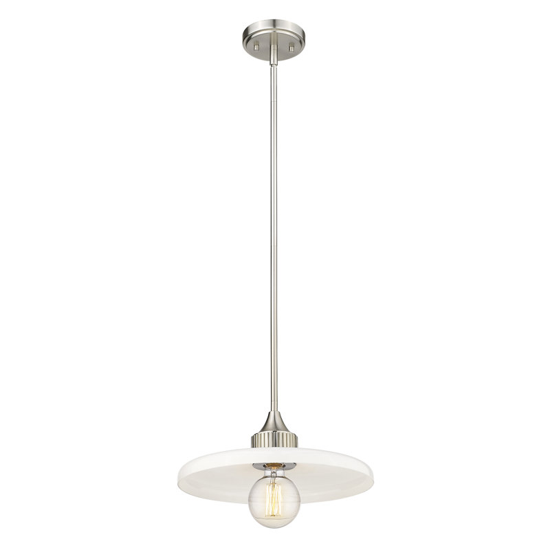 Jamyla 1 - Light Unique/Statement Pendant, Brushed Nickel, 6.25" H x 14" W x 14" D, Gloss Opal