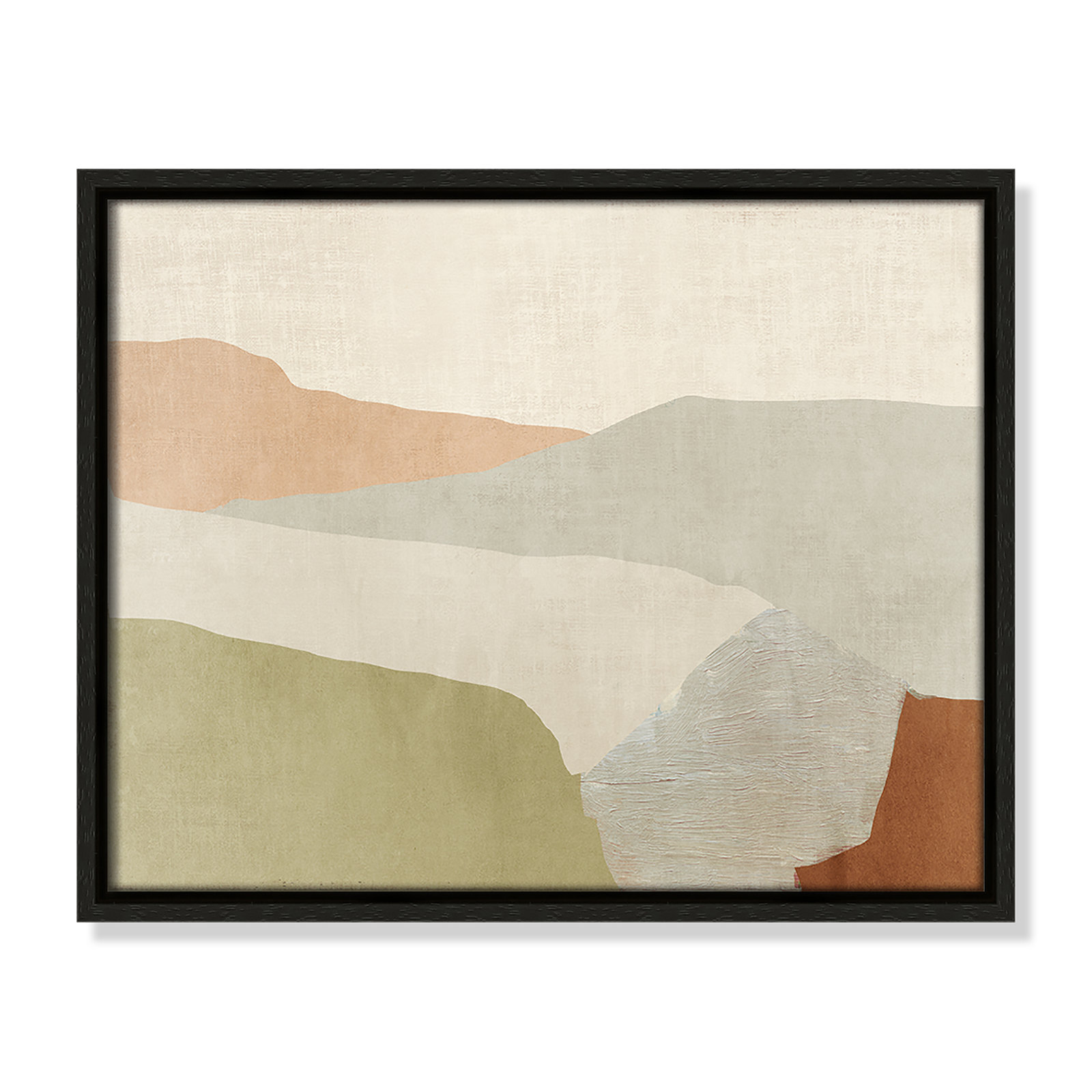 Pastel Views - Floater Frame Painting on Canvas, 12.5" H x 15.5" W, Black